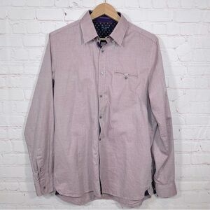 Ted Baker London Shirt Men's Size 4 Purple Long Sleeve Geometric Flip Cuffs